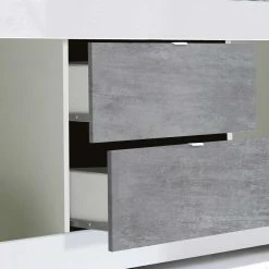 Breites TV Board In Weiß HG & Betonoptik - Narandu -Lana Sales breites tv board in weiss hg betonoptik modernes design narandu 04