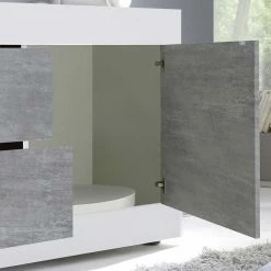 Breites TV Board In Weiß HG & Betonoptik - Narandu -Lana Sales breites tv board in weiss hg betonoptik modernes design narandu 05