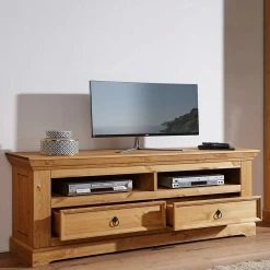 Country Style TV Kommode Aus Kiefer Massiv - Xulan -Lana Sales country style tv kommode aus kiefer massiv mit 2 schubladen 2 faechern xulan 02