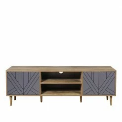 Design Lowboard Für TV In Grau & Natur - Ascolano -Lana Sales design lowboard fuer tv in grau natur mit 2 tueren 2 faechern ascolano 02