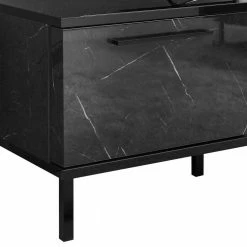 Design TV Kommode In Schwarz Marmor Optik - Cabriza -Lana Sales design tv kommode in schwarz marmor optik hochglaenzend 156x51x50 cabriza 03