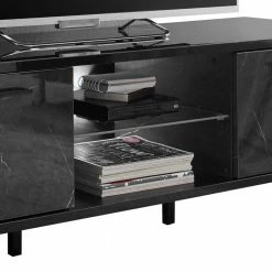Design TV Kommode In Schwarz Marmor Optik - Cabriza -Lana Sales design tv kommode in schwarz marmor optik hochglaenzend 156x51x50 cabriza 04