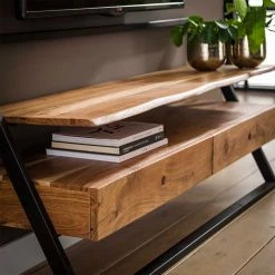 Design TV Lowboard Im Industrial Style - Teriako 10 Design TV Lowboard Im Industrial Style - Teriako -Lana Sales design tv lowboard im industrial style aus akazie massivholz stahl teriako 03