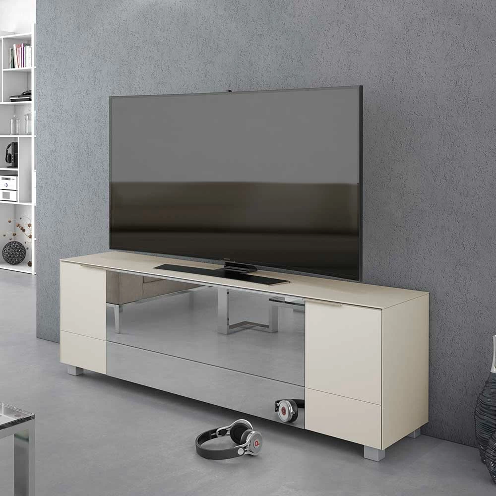 Design TV Lowboard In Beige & Spiegel - Droad 3 Design TV Lowboard In Beige & Spiegel - Droad – Bild 2