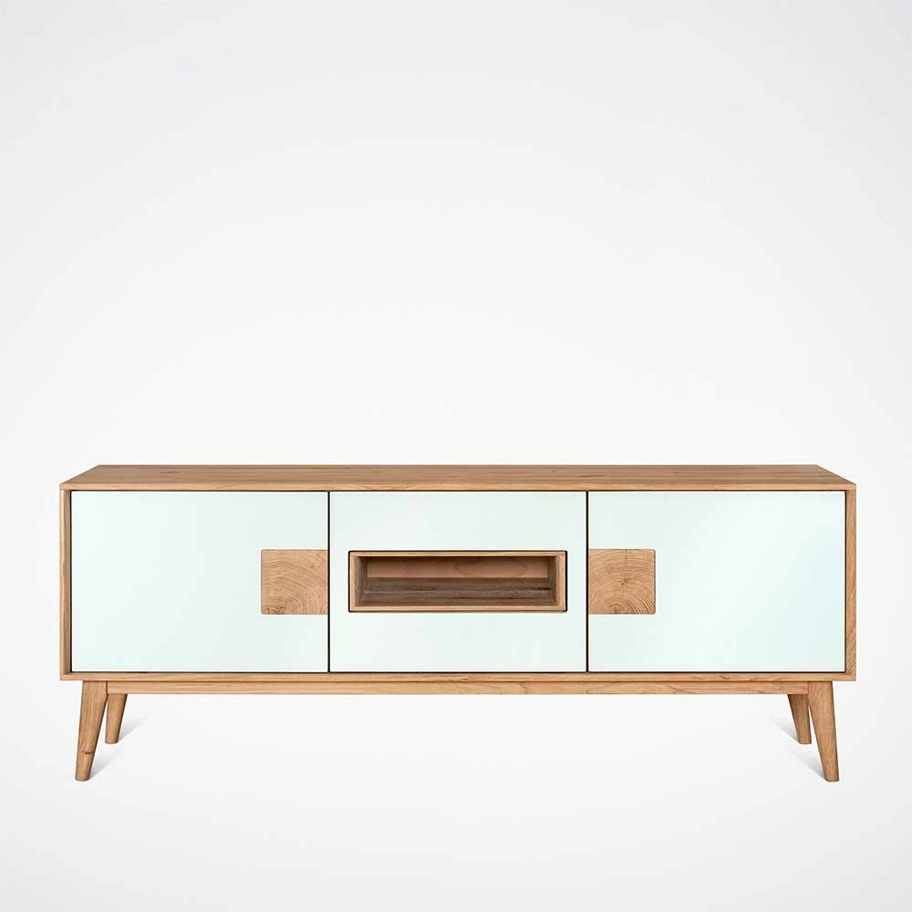 Design TV Schrank In Weiß & Eiche Bianco - Julecas 4 Design TV Schrank In Weiß & Eiche Bianco - Julecas – Bild 2