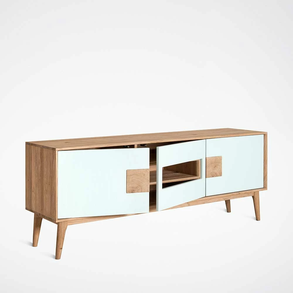 Design TV Schrank In Weiß & Eiche Bianco - Julecas 5 Design TV Schrank In Weiß & Eiche Bianco - Julecas – Bild 3