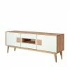 Design TV Schrank In Weiß & Eiche Bianco - Julecas -Lana Sales design tv schrank in weiss eiche bianco 3 tueren geraetefach julecas f
