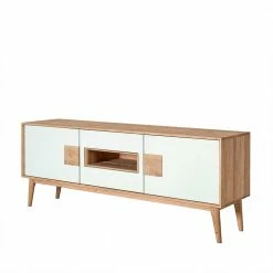Design TV Schrank In Weiß & Eiche Bianco - Julecas