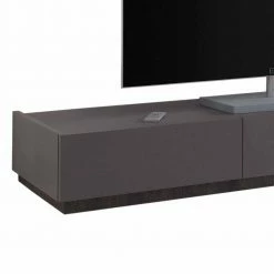 Dunkelgraues TV Board Mit Sockel In Wenge - Zialko -Lana Sales dunkelgraues tv board mit sockel in wenge 184x25x51 cm zialko 03