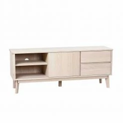 Eiche Massivholz TV Schrank In White Wash - Navassa