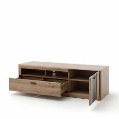 Elegante TV Bank In Eiche & Grau - Larinca -Lana Sales elegante tv bank in eiche grau aus mdf 159x50x51cm larinca 02