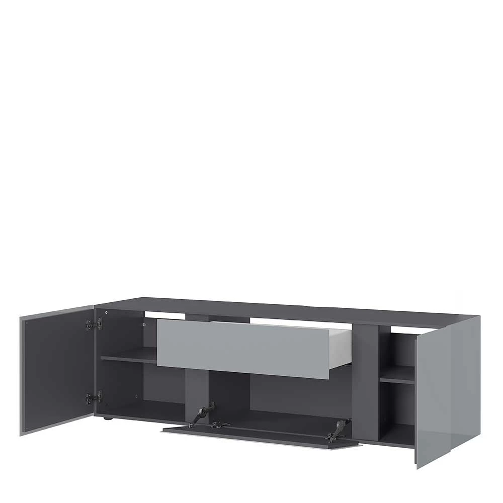 Fernseher Lowboard In Silber & Dunkelgrau - Lorenzo 5 Fernseher Lowboard In Silber & Dunkelgrau - Lorenzo – Bild 3