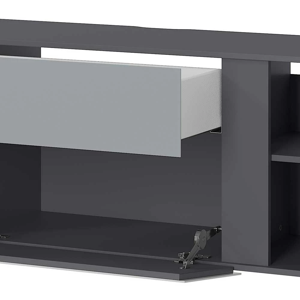 Fernseher Lowboard In Silber & Dunkelgrau - Lorenzo 7 Fernseher Lowboard In Silber & Dunkelgrau - Lorenzo – Bild 5