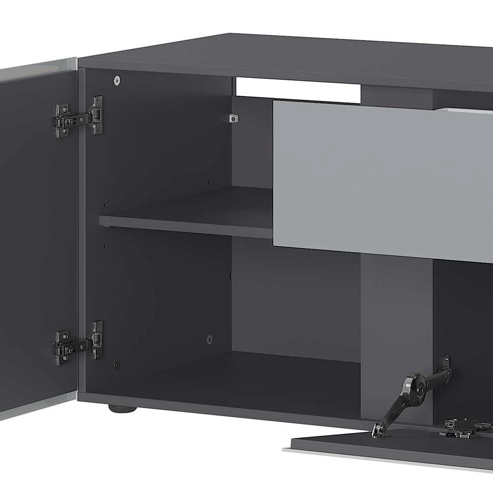 Fernseher Lowboard In Silber & Dunkelgrau - Lorenzo 8 Fernseher Lowboard In Silber & Dunkelgrau - Lorenzo – Bild 6
