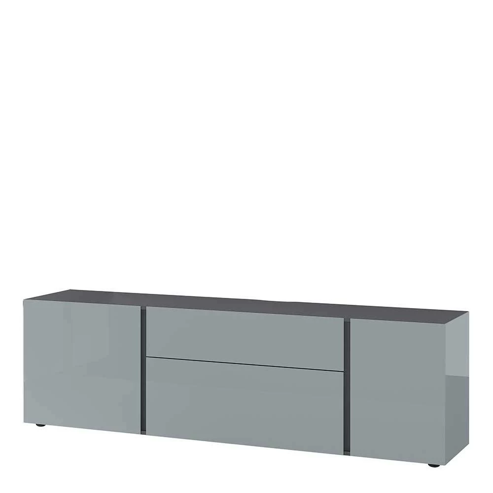 Fernseher Lowboard In Silber & Dunkelgrau - Lorenzo 3 Fernseher Lowboard In Silber & Dunkelgrau - Lorenzo