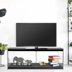 Fernseher Tisch In Schwarz MDF - Sulara -Lana Sales fernseher tisch in schwarz mdf und transparent glas sulara 02