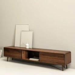 Fernseher Unterschrank Aus Nussbaum Massiv - Rivossa -Lana Sales fernseher unterschrank aus nussbaum massiv in modernem mid century design rivossa 02