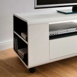 Flexibel Nutzbares TV Lowboard Auf Rollen - Lusiana -Lana Sales flexibel nutzbares tv lowboard auf rollen in weiss mit anthrazit lusiana 02