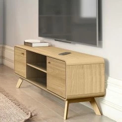 Gerundetes Lowboard In Eiche Optik - Alcuam -Lana Sales gerundetes lowboard in eiche optik fuer fernseher alcuam 02