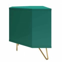 Grüner TV Eckschrank Mit Klappe & Tür - Ricriava -Lana Sales gruener tv eckschrank mit klappe tuer mit haarnadel fuessen in gold ricriava 04