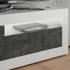 Günstiges Design TV Board 138x56x43 Cm - Voskala -Lana Sales guenstiges design tv board 138x56x43 cm in weiss hochglanz grau voskala 04