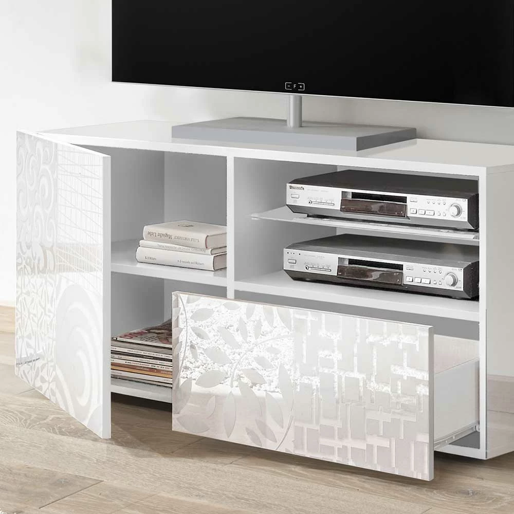 Hochglänzend Lackiertes TV Board In Weiß Mit Druck - Vascaub 6 Hochglänzend Lackiertes TV Board In Weiß Mit Druck - Vascaub – Bild 4