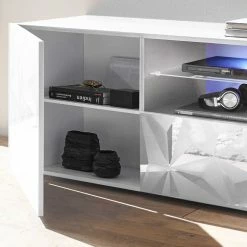 Hochglanz TV Board In Weiß Mit Druck - Vovasoma -Lana Sales hochglanz tv board in weiss mit druck geometrisches muster vovasoma 04