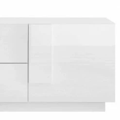 Hochglanz TV Kommode In Weiß - Kerym -Lana Sales hochglanz tv kommode in weiss mit tuer zwei schubladen kerym 04