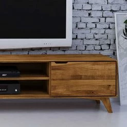 Hochwertiges TV Lowboard 2-türig - Eavy -Lana Sales hochwertiges tv lowboard 2 tuerig 2 faecher aus wildeiche massiv eavy 03