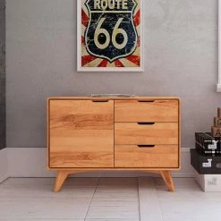 Holz Kommode Mit Tür & 3 Schubladen - Junola I -Lana Sales holz kommode mit tuer 3 schubladen aus kernbuche 90x63x40 junola i 03