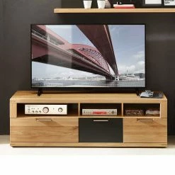 Holz Lowboard Für Fernseher 160 Cm Breit - Jalzico -Lana Sales holz lowboard fuer fernseher 160 cm breit in wildeiche anthrazit jalzico 01