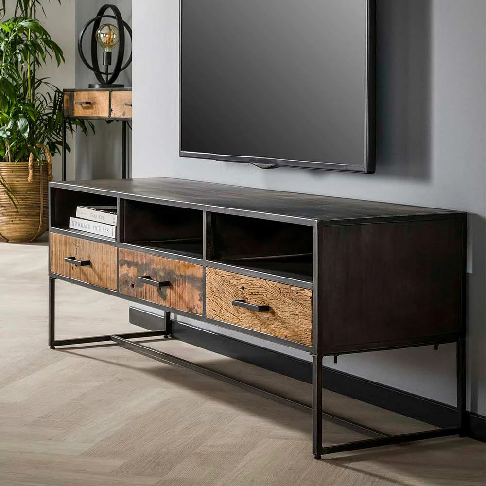 Industrial Lowboard Aus Hartholz & Metall - Iwashiro 4 Industrial Lowboard Aus Hartholz & Metall - Iwashiro – Bild 2