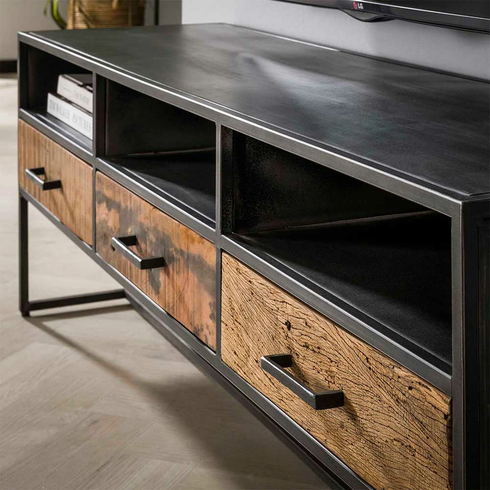 Industrial Lowboard Aus Hartholz & Metall - Iwashiro 6 Industrial Lowboard Aus Hartholz & Metall - Iwashiro – Bild 4