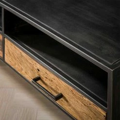 Industrial Lowboard Aus Hartholz & Metall - Iwashiro 12 Industrial Lowboard Aus Hartholz & Metall - Iwashiro -Lana Sales industrial lowboard aus hartholz metall mit geraetefach 3 schubladen iwashiro 04