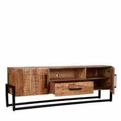 Industrial TV Lowboard Aus Mangobaum - Schanow -Lana Sales industrial tv lowboard aus mangobaum und metall schwarz schanow 02