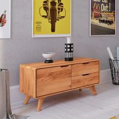 Kernbuche Lowboard Mit Zwei Schubladen - Junola I