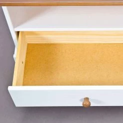 Kiefernholz TV Unterschrank In Weiß Braun - Vatina -Lana Sales kiefernholz tv unterschrank in weiss braun mit drei schubladen vatina 03