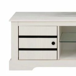 Kiefernholz TV Unterschrank In Weiß Mit Schwarz - Manduza -Lana Sales kiefernholz tv unterschrank in weiss mit schwarz 2 tuerig 2 faecher manduza 04