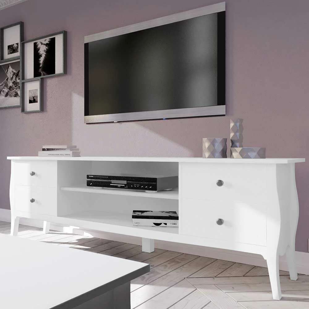 Klassisches TV Board In Weiß - Essna 4 Klassisches TV Board In Weiß - Essna – Bild 2