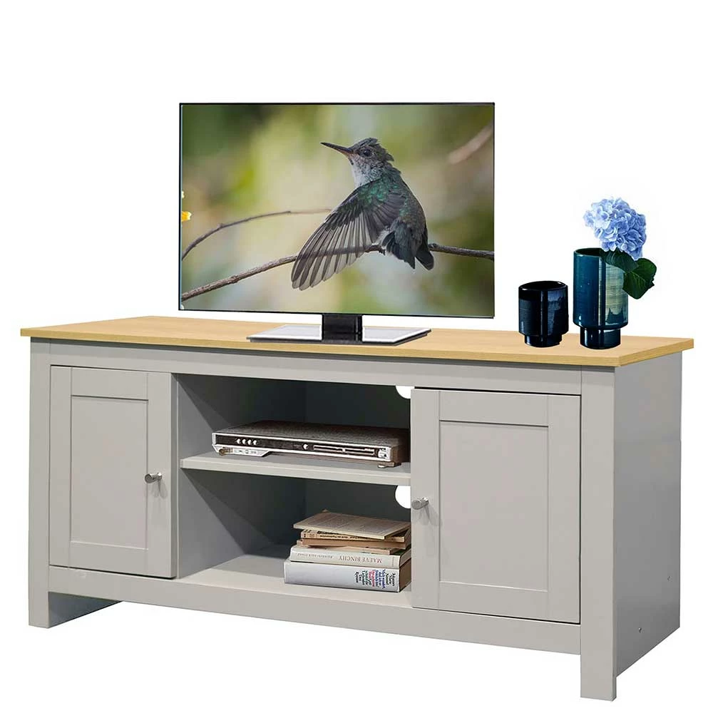 Landhaus Fernseher Unterschrank In Grau & Eiche - Poliesti 4 Landhaus Fernseher Unterschrank In Grau & Eiche - Poliesti – Bild 2