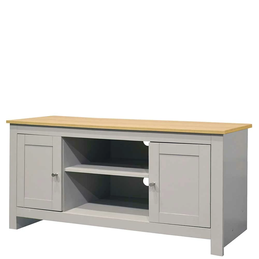 Landhaus Fernseher Unterschrank In Grau & Eiche - Poliesti 3 Landhaus Fernseher Unterschrank In Grau & Eiche - Poliesti