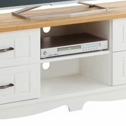 Landhaus TV Bank Mit Schubladen - Ribeiro -Lana Sales landhaus tv bank mit schubladen aus massivholz in weiss honig ribeiro 03