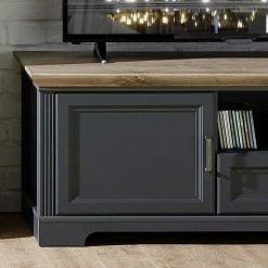 Landhaus TV Board In Grau - Thumbs -Lana Sales landhaus tv board in grau und eichefarben 143x54x51 thumbs 02