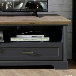 Landhaus TV Board In Grau - Thumbs -Lana Sales landhaus tv board in grau und eichefarben 143x54x51 thumbs 03