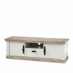 Landhaus TV Board In Weiß & Pinie Shabby Nedita 156 Cm Breit