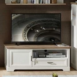Landhaus TV Board Mit Tür & Schublade - Sinolita I 8 Landhaus TV Board Mit Tür & Schublade - Sinolita I -Lana Sales landhaus tv board mit tuer schublade fach zweifarbig sinolita i 01