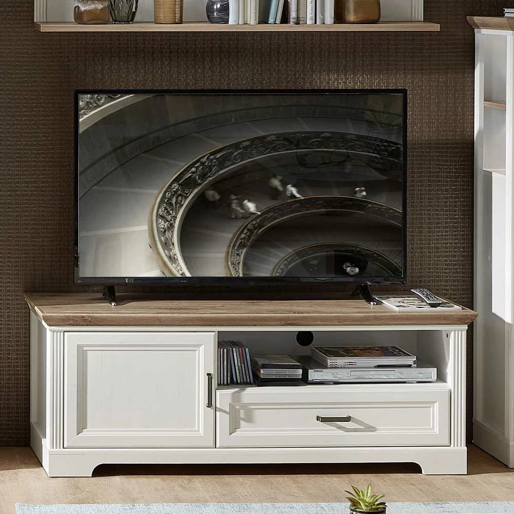 Landhaus TV Board Mit Tür & Schublade - Sinolita I 4 Landhaus TV Board Mit Tür & Schublade - Sinolita I – Bild 2