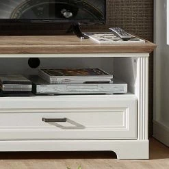 Landhaus TV Board Mit Tür & Schublade - Sinolita I 9 Landhaus TV Board Mit Tür & Schublade - Sinolita I -Lana Sales landhaus tv board mit tuer schublade fach zweifarbig sinolita i 02