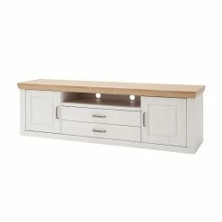 Landhaus TV Element In Weiß & Eichefarben - Samula