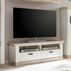Landhaus TV Element In Weiß & Pinie Shabby Nedita Mit 2 Schubladen -Lana Sales landhaus tv element in weiss pinie shabby mit 2 schubladen nedita 01